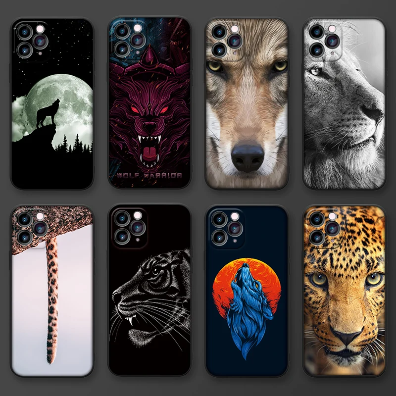 

Wolf warrior mobile phone case is suitable for iPhone 11 12 Mini Pro Max Cool animal Original Liquid Silicone Luxury Case
