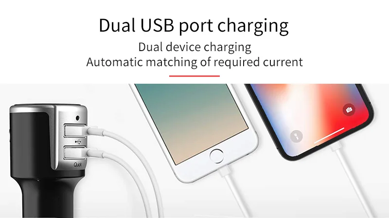 YASOKRO fm-модулятор передатчик громкой связи bluetooth автомобильный комплект быстрая зарядка двойной USB QC3.0 автомобильное зарядное устройство MP3-плеер Автомобильное зарядное устройство для телефона