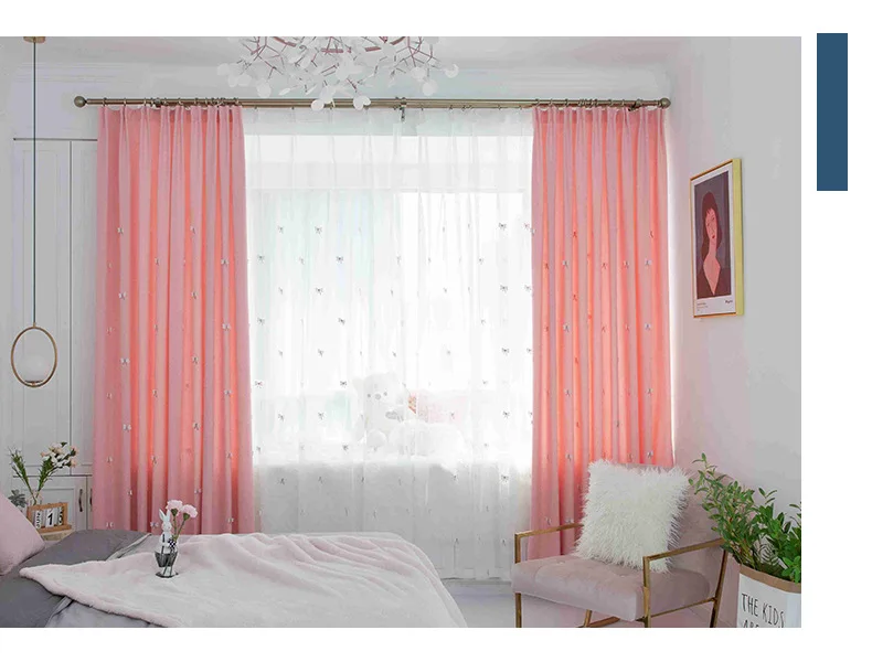 

Modern Minimalist Style Blackout Curtains Embroidered Curtains Butterfly Flying Embroidered Living Room Bedroom Curtains