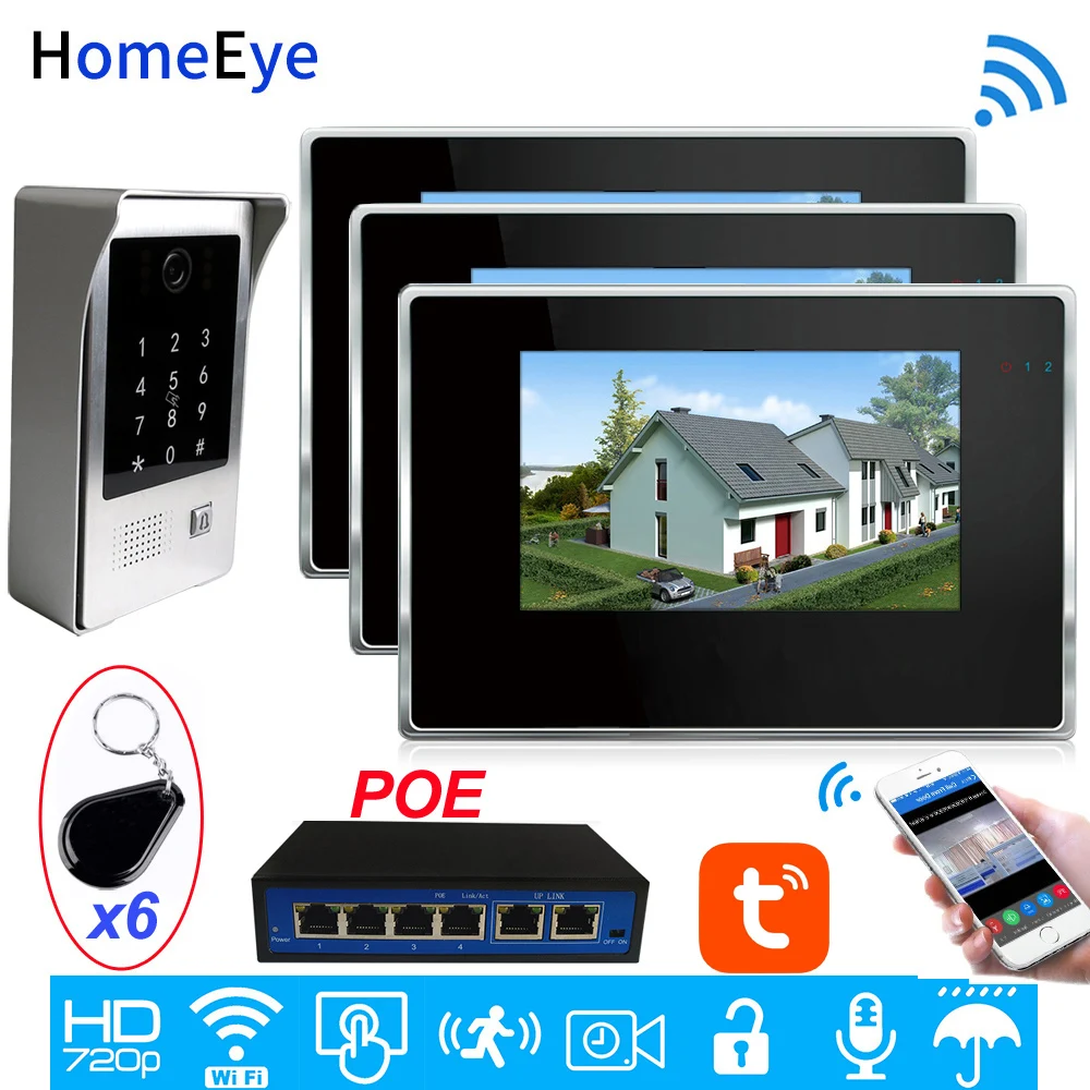 IP видео домофон POE Система Wi Fi дверной телефон детектор движения TuyaSmart