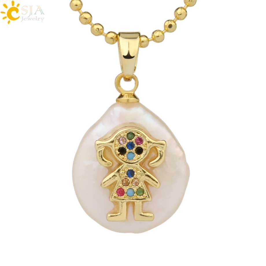 Necklace-A Csja кулон из пресноводного жемчуга крыло животное слон сова кролик растение кактус Подвески ожерелье со стразами для женщин Девушка G216 - Окраска металла: Necklace-A