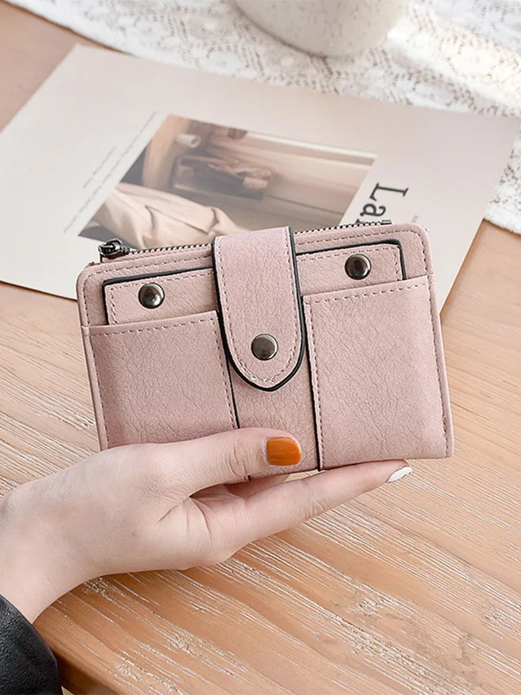 

Women Mini Bags Wallet Handbag Girls Purse Small Wallet Simple Retro Rivets Short Wallet Coin Card Holders Ladies Bolsa Feminina