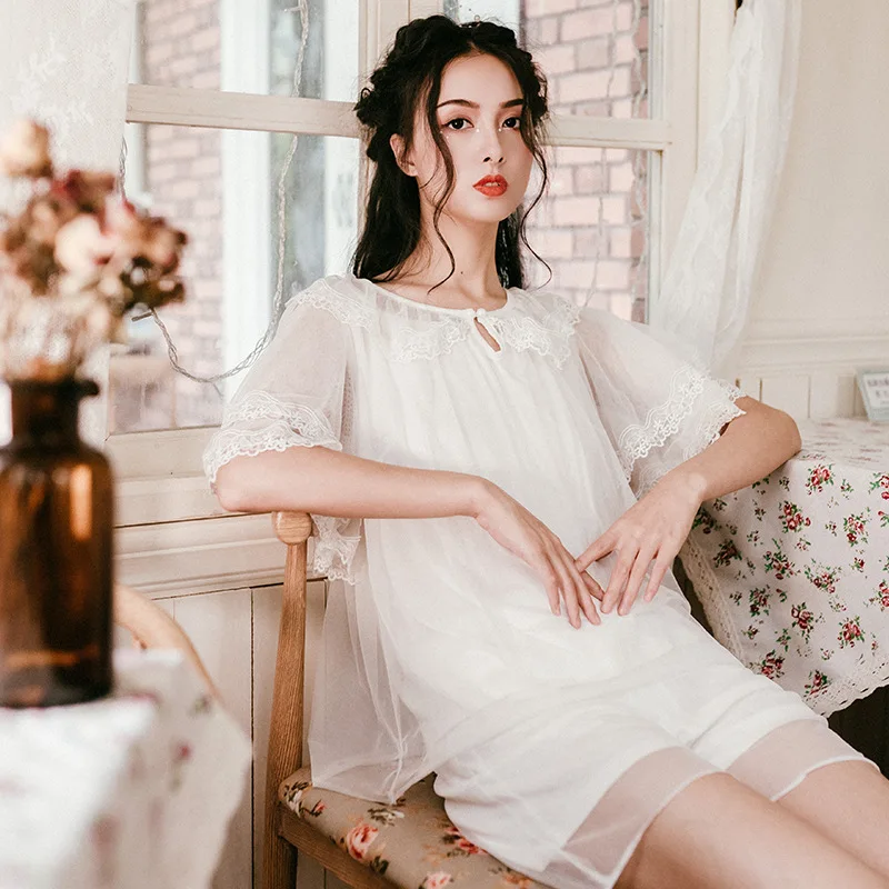 2019 летний пижамный комплект принцессы винтажная кружевная одежда для сна