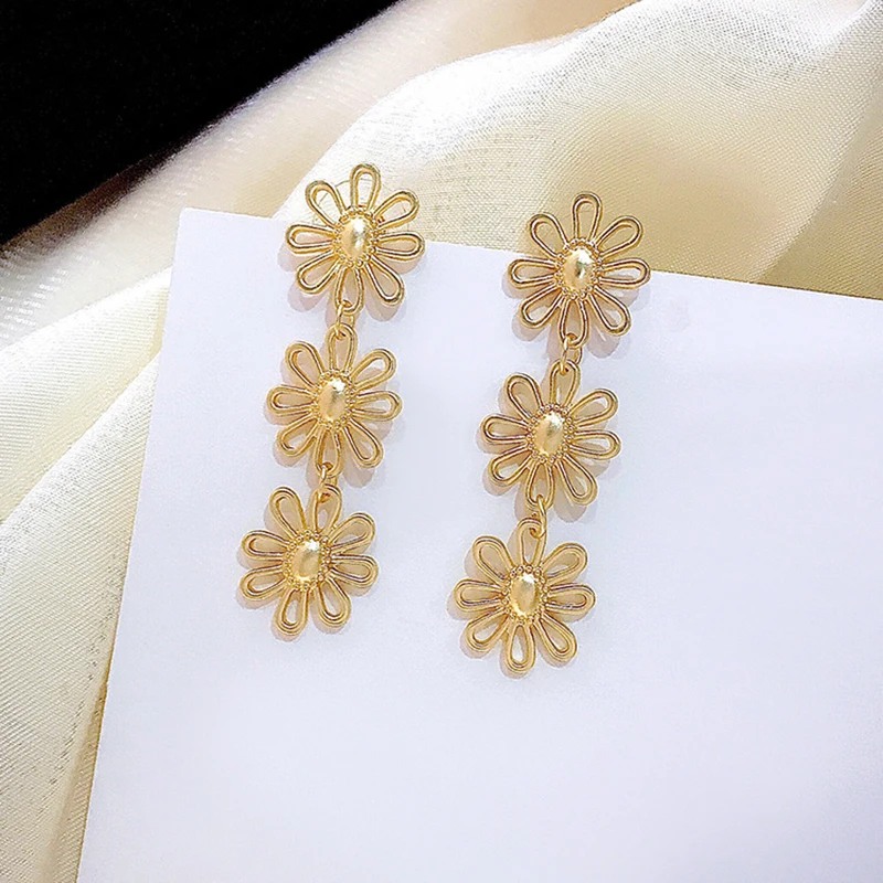 Женские серьги с подсолнухом серьги-кольца в форме подсолнуха оригинальные