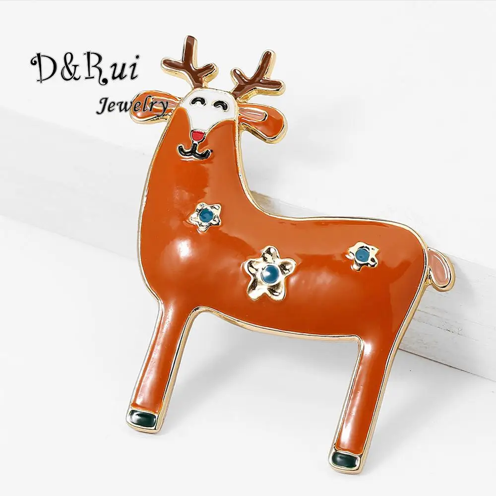 

Cute Christmas Deer Brooch Fashion Zinc Alloy Animal Brooches Pins Jewelry Pin for Women Corsage Accessories Hot Sale Party Gift