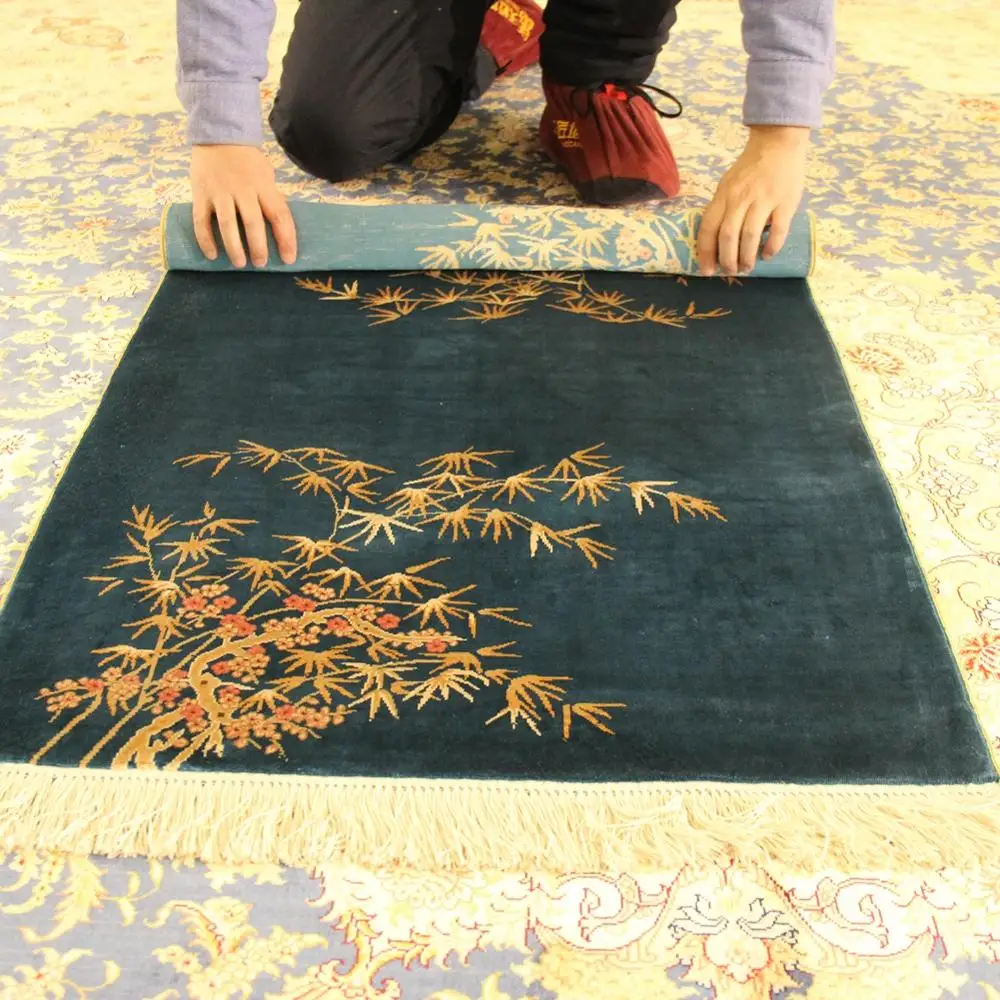 YILONG 2 'x 3' Синий Классический Ориент ручные узелковые ковры бамбуковые