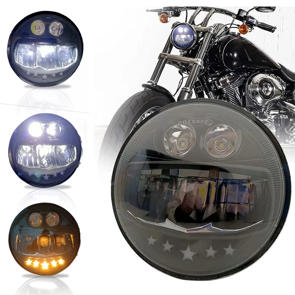 5.75inch 5 3/4” LED Headlight with DRL Motorcycle Driving Light for Harley Dyna Sportster Iron 883 Low Rider Street Bob Softail |