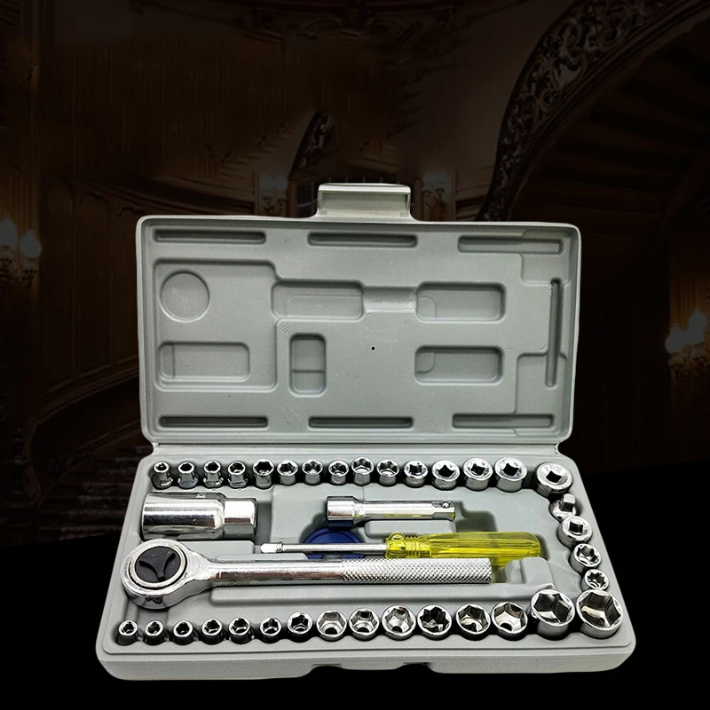 

Universal 40 Pcs Socket Wrench Car Repair Ratchet Wrench Key Set Auto Maintenance Tire Removal Sleeve Spanner Set Tool Wrench