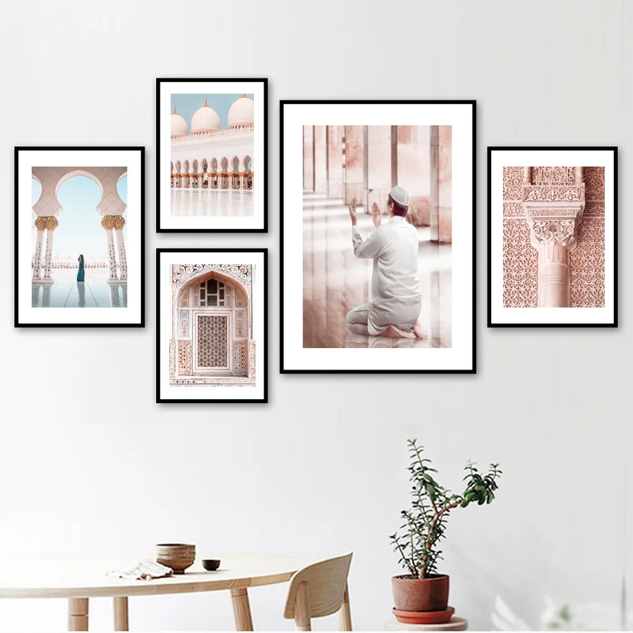 Настенная картина исламский девайс Арабская белая мечеть настенная Картина на