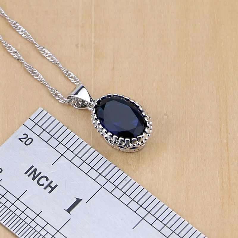 Natural 925 Sterling Silver Jewelry Blue Cubic Zirconia Sets For Women Earring/Pendant/Necklace/Ring | Украшения и аксессуары