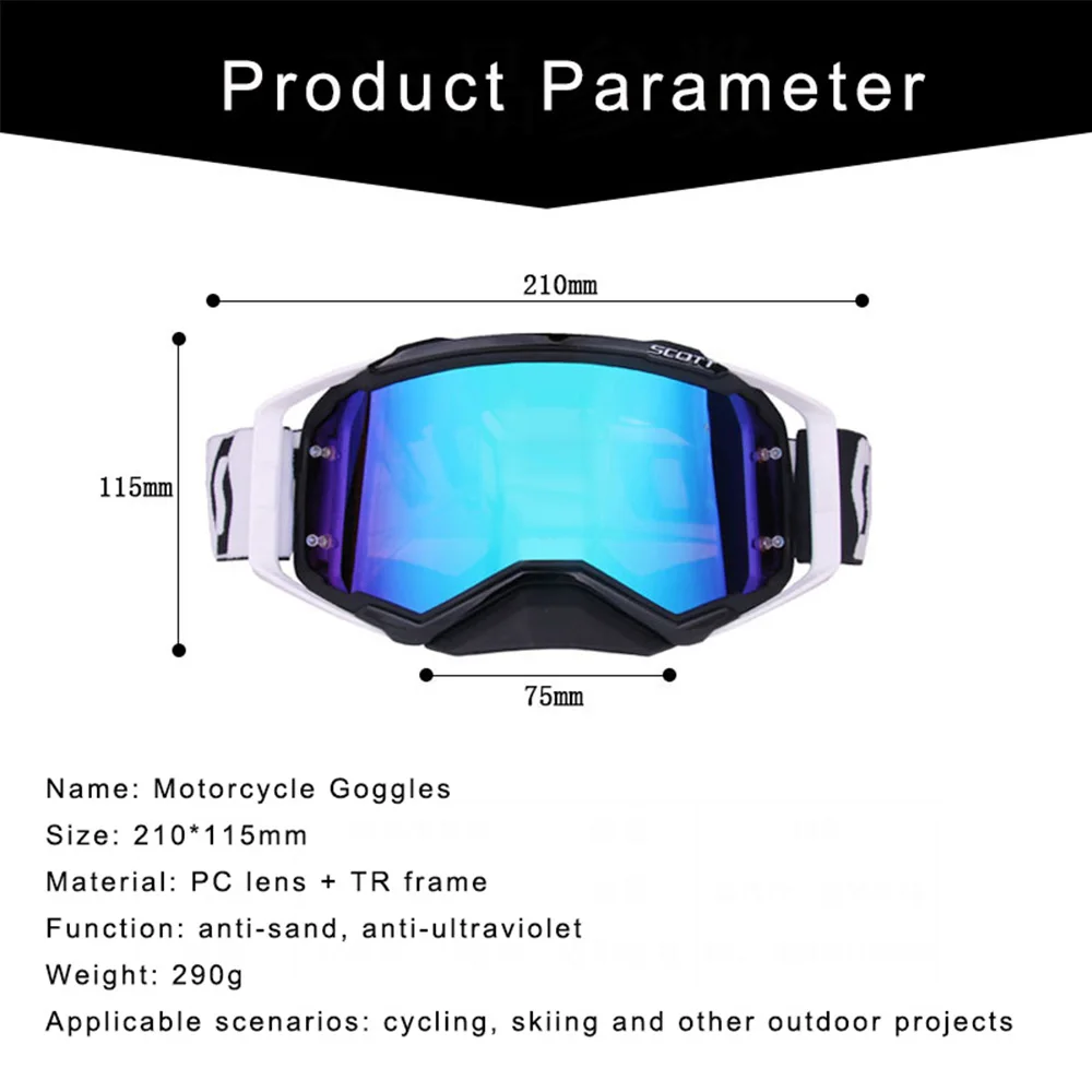 

2021 New Motocross Goggles Anti-UV Windproof MX ATV MTB Off Road Bike Glasses Outdoor Ski Moto Helmets Goggles with Spare Lens