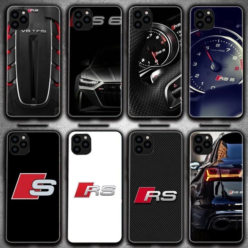 

Germany RS Car phone case For iPhone 13 12 mini 11 pro xs max X XR 5 6 7 8 plus tpu black soft shell protective sleeve