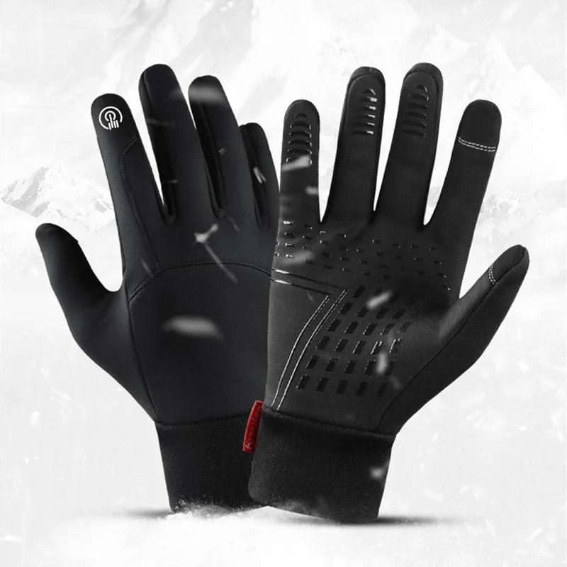 Перчатки для мужчин и женщин, водонепроницаемые и ветрозащитные теплые флисовые перчатки для занятий спортом на открытом воздухе, бега, лыж...