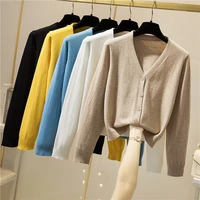 fall 2021 women new hot selling crop top pink sweater cardigan women korean fashion netred casual knitted ladies tops bvy1101