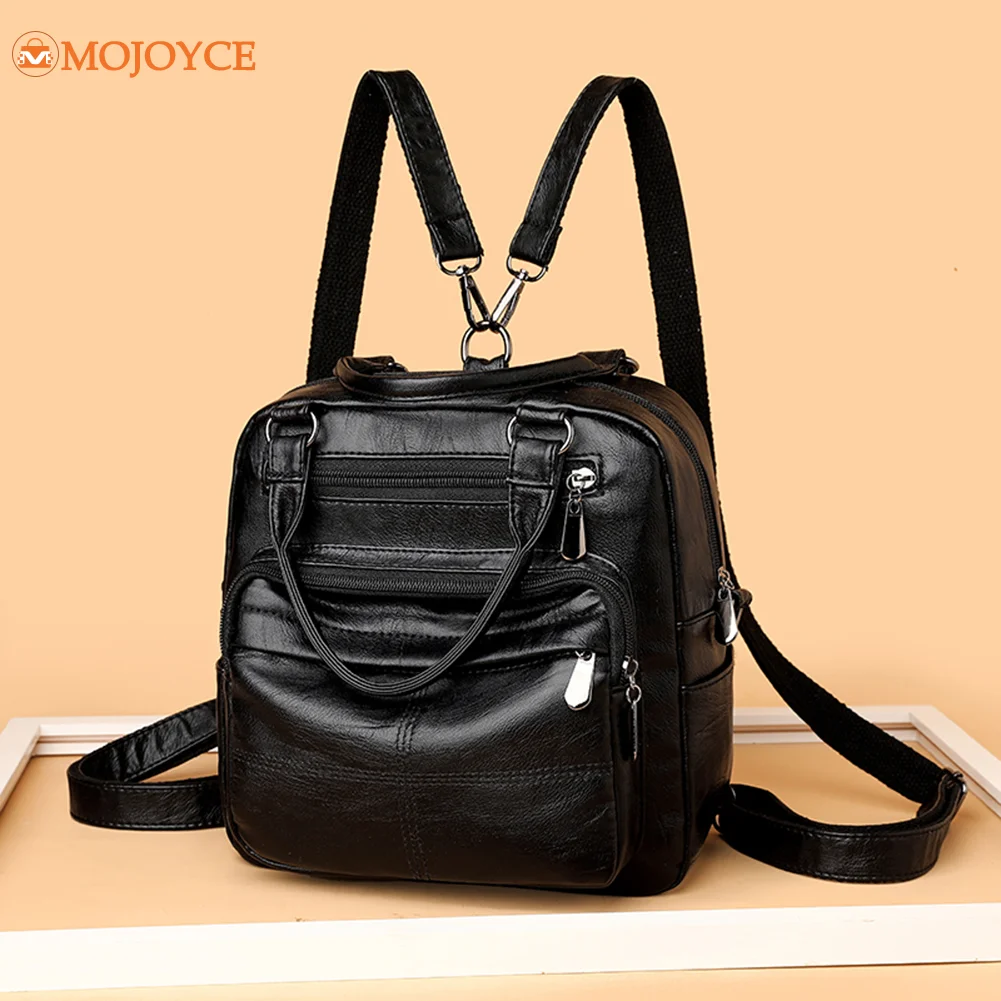 

Fashion Women's Leather Backpack Solid Color Shoulder Messenger Bag Casual Unisex Backpack mochila femenina High Quality