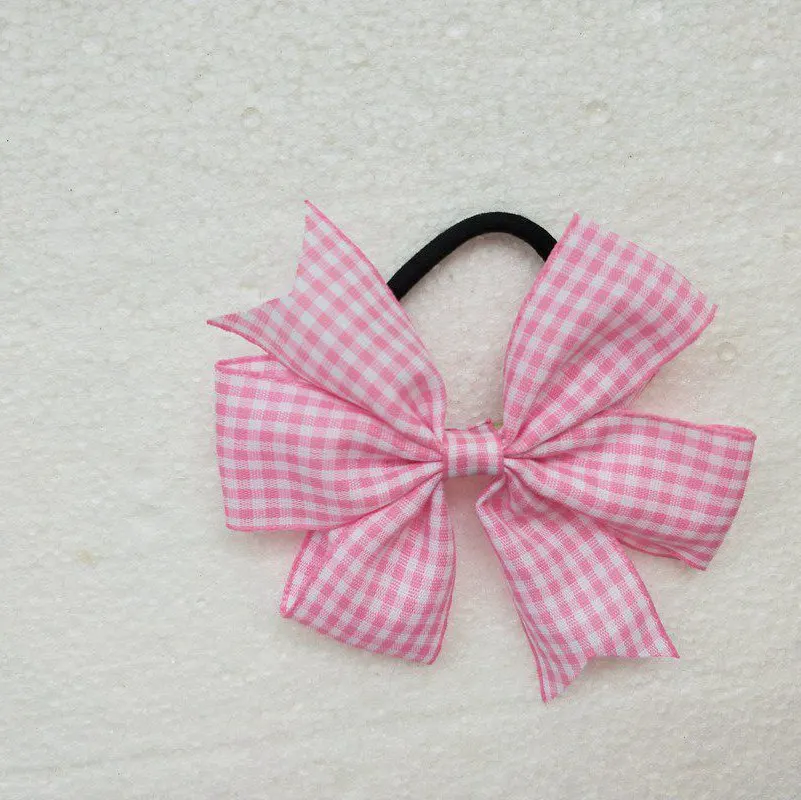 Клетчатый плед с бантом из ленты Эластичные повязки для волос заколки бантами в