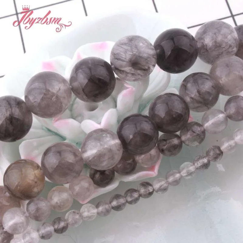 4 6 8 10 12mm Round Smooth Cloudy Quartz Crystal Natural Stone Beads or DIY Necklace Bracelets Jewelry Making 15&quot Free Shipping |