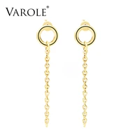 varole circle drop dangle earrings for women gold color long tassel chain earings fashion jewelry pendientes brincos