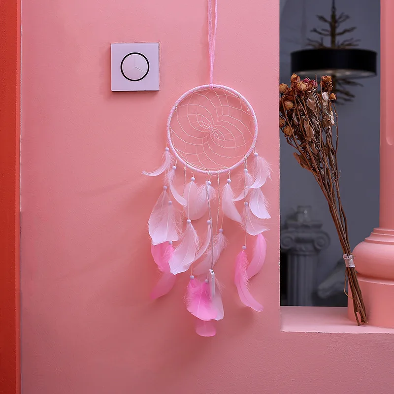 Настенный Ловец снов светодиодный ручной работы плетеные ветряные колокольчики