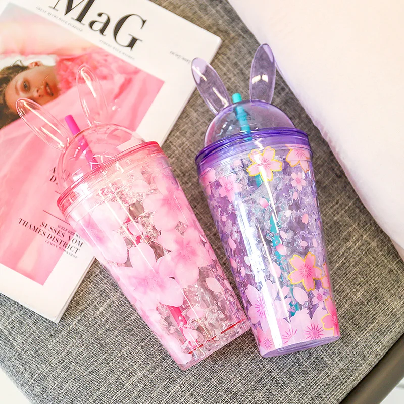 Cute Water Bottles with Straw Botella Agua Garrafinha De Drinkfles Hidro Flask Plastic Garrafas Sipper Para Bottiglia Kawaii | Дом и сад