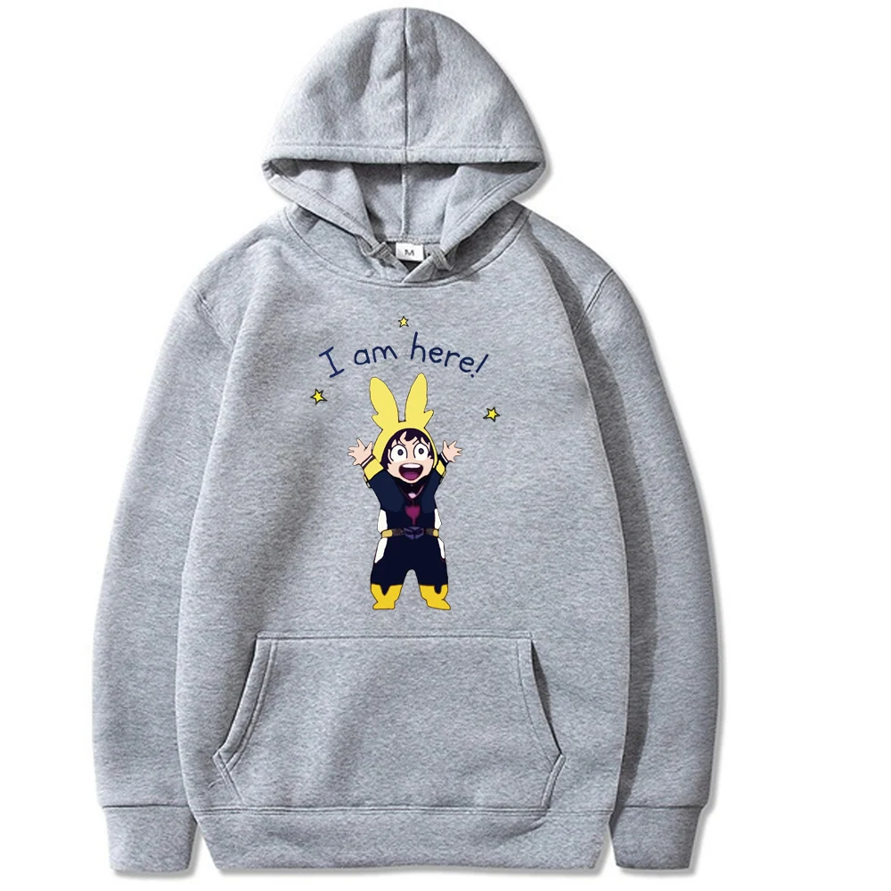 

Women Casual Sweatshirt Anime I Am Here Deku Print Hoodie Mens Loose Autumn Pullover Coat For Fans Gift Sports Clothing