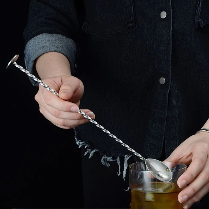 Stirring Rod Cocktail Bar Cocktail Spoon Kitchenware Stainless Steel Bar Appliances Durable 1Pcs Spiral Shape Kitchen Tableware