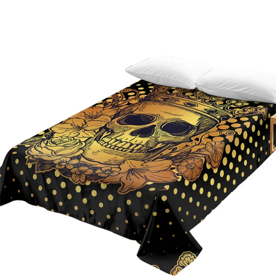 Постельные принадлежности Outlet Sugar Skull коллекция простыней на кровать цельный Цветочный плоский лист мягкое постельное белье Готическая Корона покрывала с розой sabanas