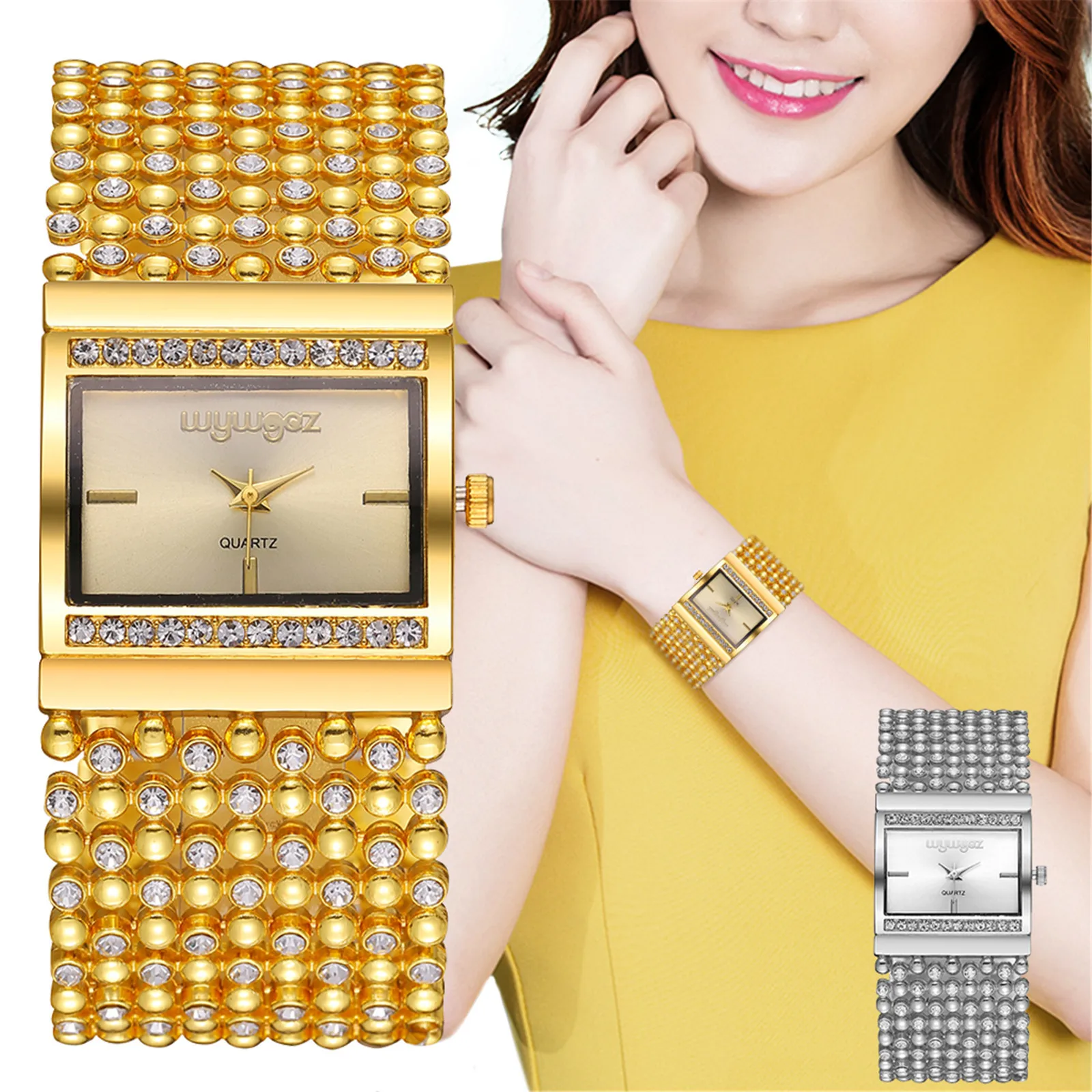 

Diamond Watch For Women Luxury Ladies Square Watch Dress Bracelet Analog Quartz Unique Female Watch Clock Crystal Jewelry#0301