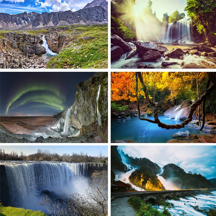 Nitree Аврора водная занавеска Солнечный свет водопад лесной поток пейзаж фон для