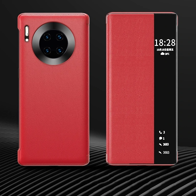 

100 шт. Smart View кожаный чехол с Откидывающейся Крышкой для Huawei Mate 40 Pro Plus Mate40 40pro Mate40pro 5G глобальная версия чехол для телефона на магните чехол