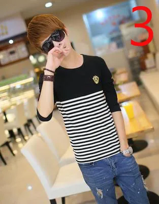 long-sleeved t-shirt men's summer thin section cotton Korean version of the trend of self-cultivation leisure