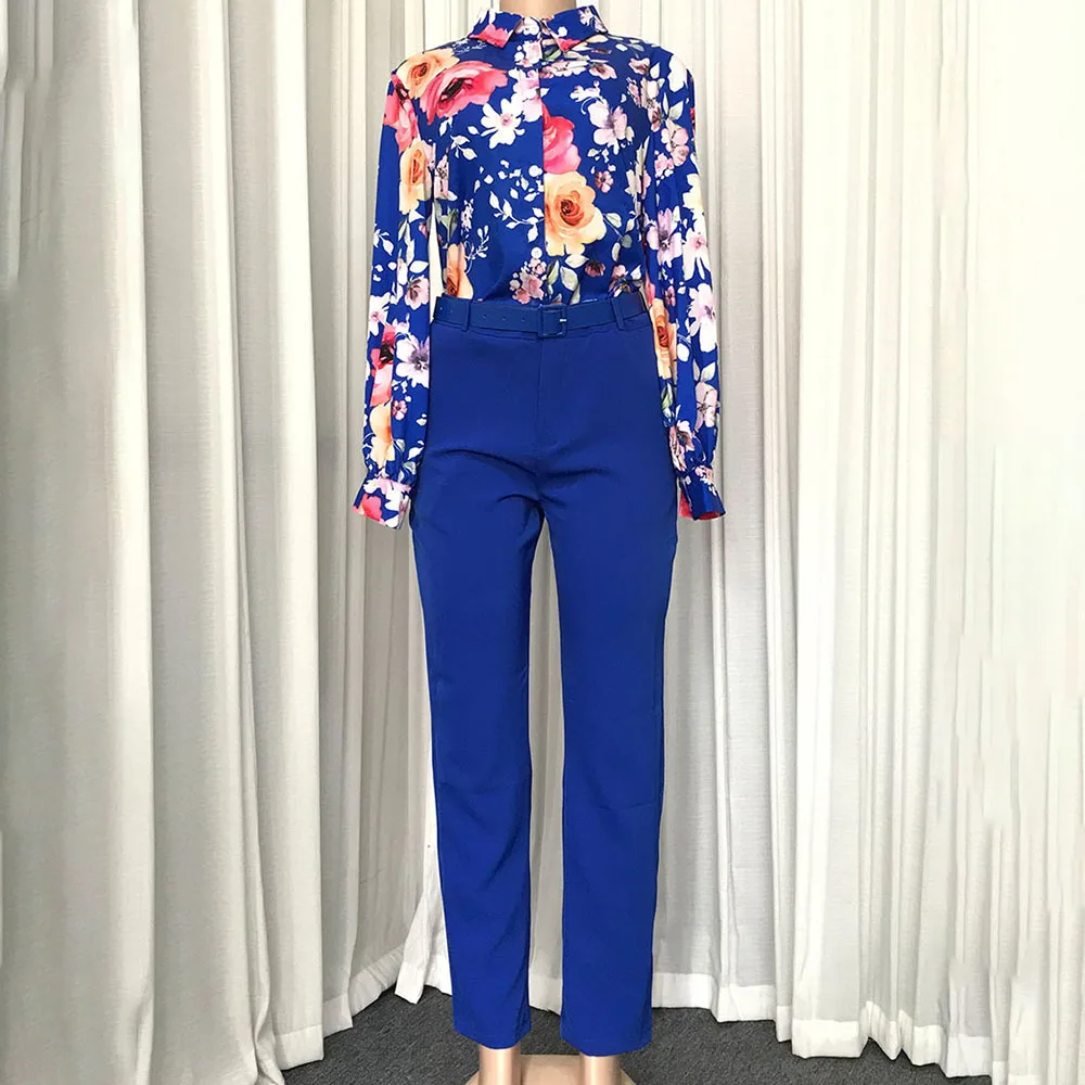 Винтажный Женский комплект из 2 предметов осень 2020 Африканский топ и брюки блузка