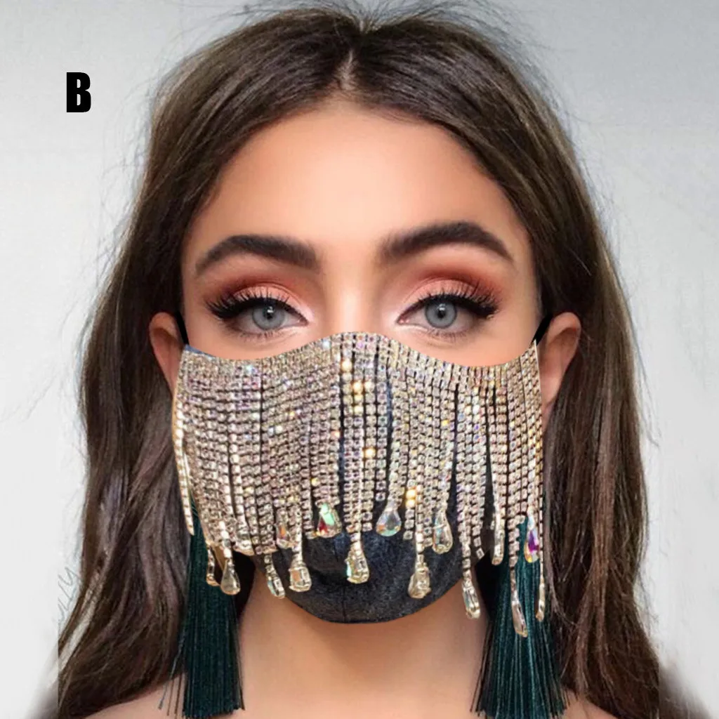 1 шт. маска для лица модная женщин маски косплея со сверкающими бриллиантами на