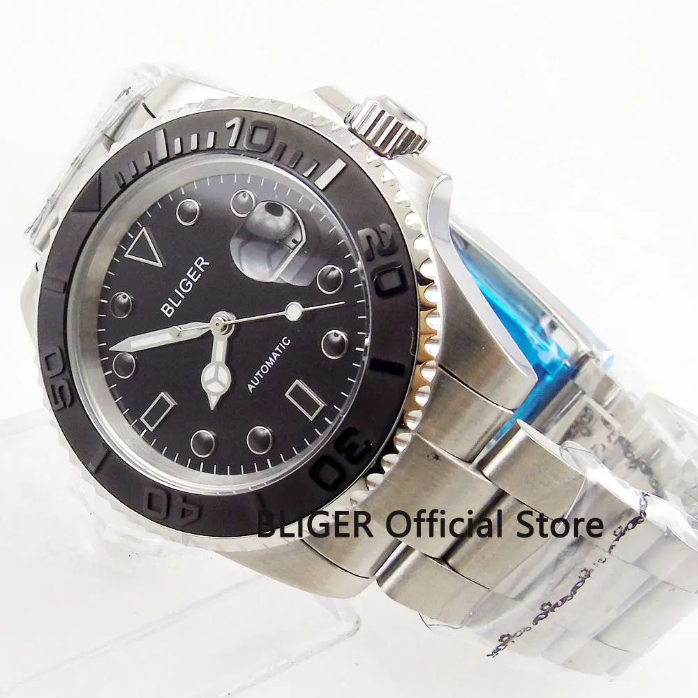 

Sapphire Crystal BLIGER 43MM Black Dial Ceramic Rotating Bezel Luminous Marks Japan Miyota Automatic Movement Men's Watch