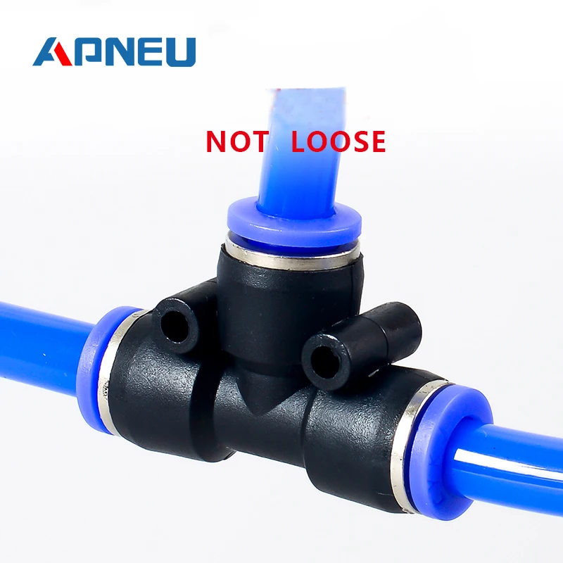 PE Air Connectors 4mm 6mm 8mm 10 12MM Pneumatic Fitting Quick Connect Slip Lock Tee 3Way Plastic Pipe Water Hose Tube Connector |