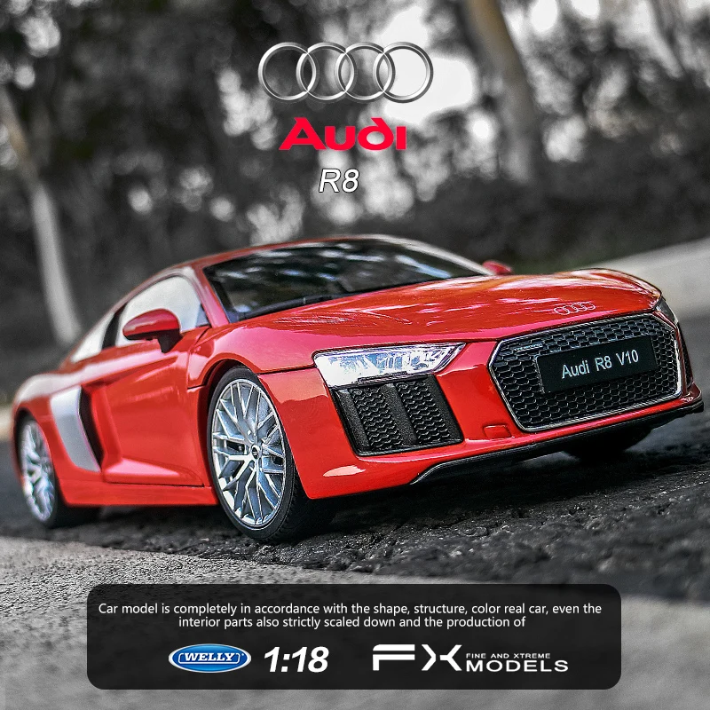 Welly 1:24 Audi R8 V10 TT автомобильный брелок для автомобильных ключей имитационная