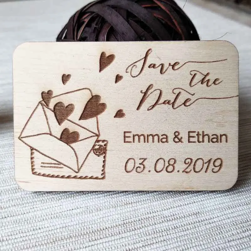 Персонализированные деревенские деревянные магниты для сохранения даты
