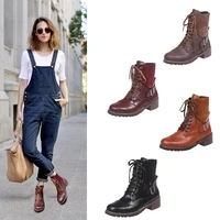 2021 martin ankle boots for women fashion shoes street style round toe chunky boots black short boots women botas de mujer