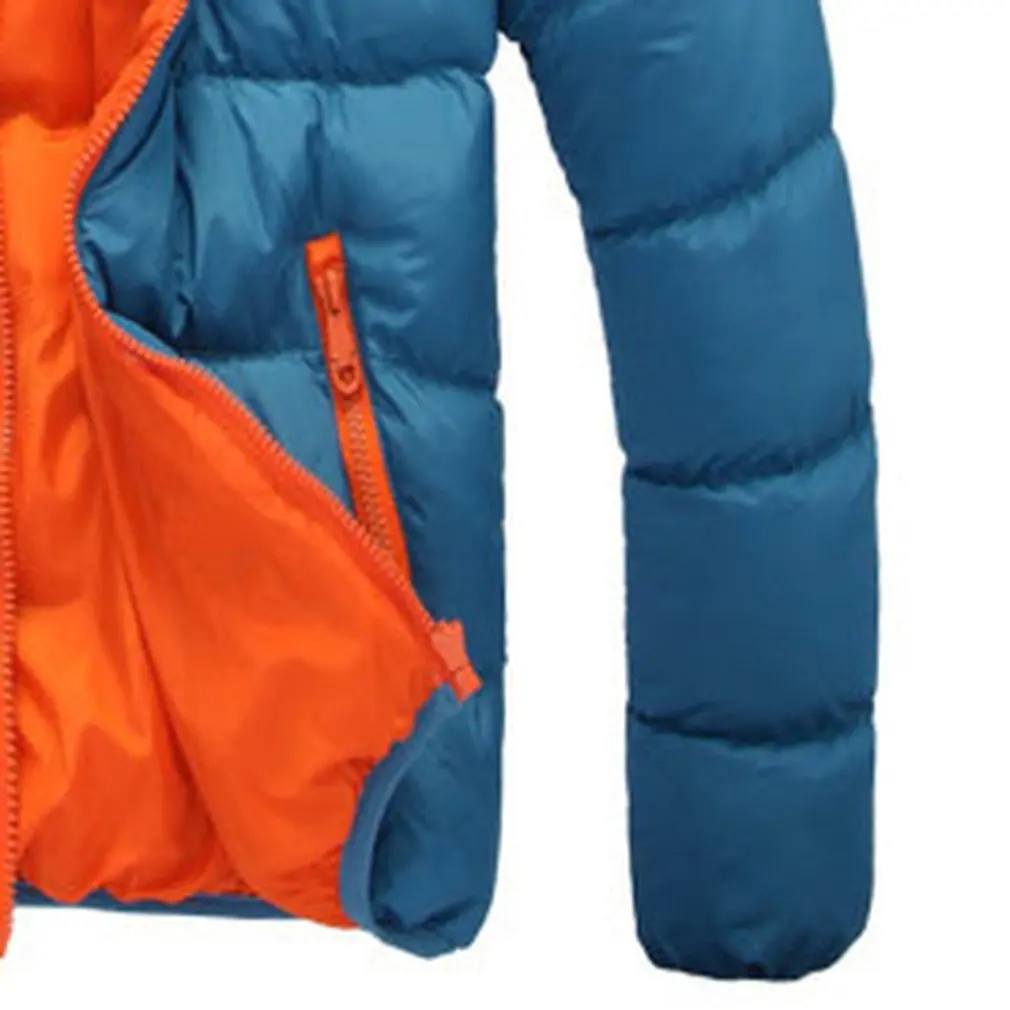 

2020 Fashion Winter Men Jacket Coat Color Block Zipper Hooded Cotton Padded Coat Warm Thicken Outwear Jacket Plus Size Warmful