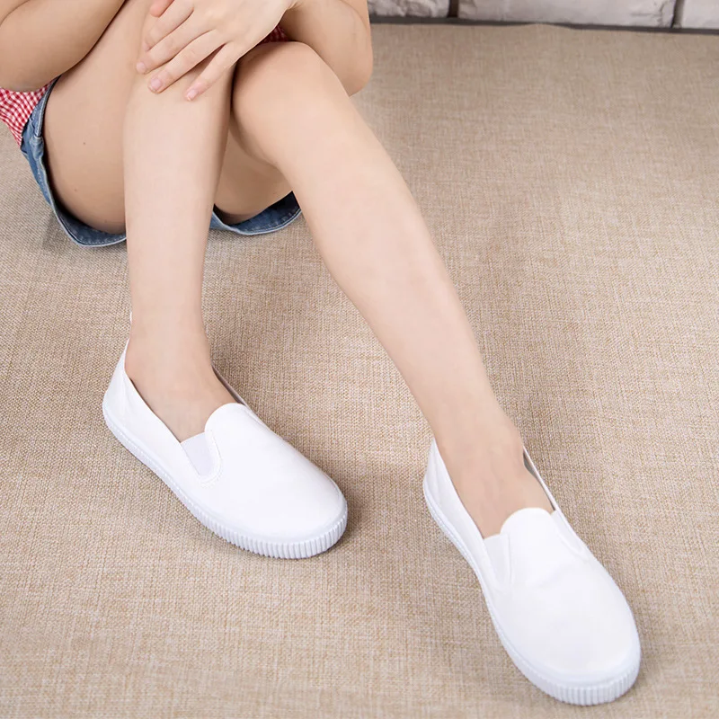 Kids Shoes for Baby Girls Leisure White Canvas Dancing Anti-Slippery Rubber Sole Boys Toddler Sneakers Trainer | Детская одежда и