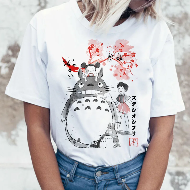 Totoro футболка Женская Топ Футболка студия Ghibli kawaii 90s Графический harajuku Miyazaki Hayao женская мода