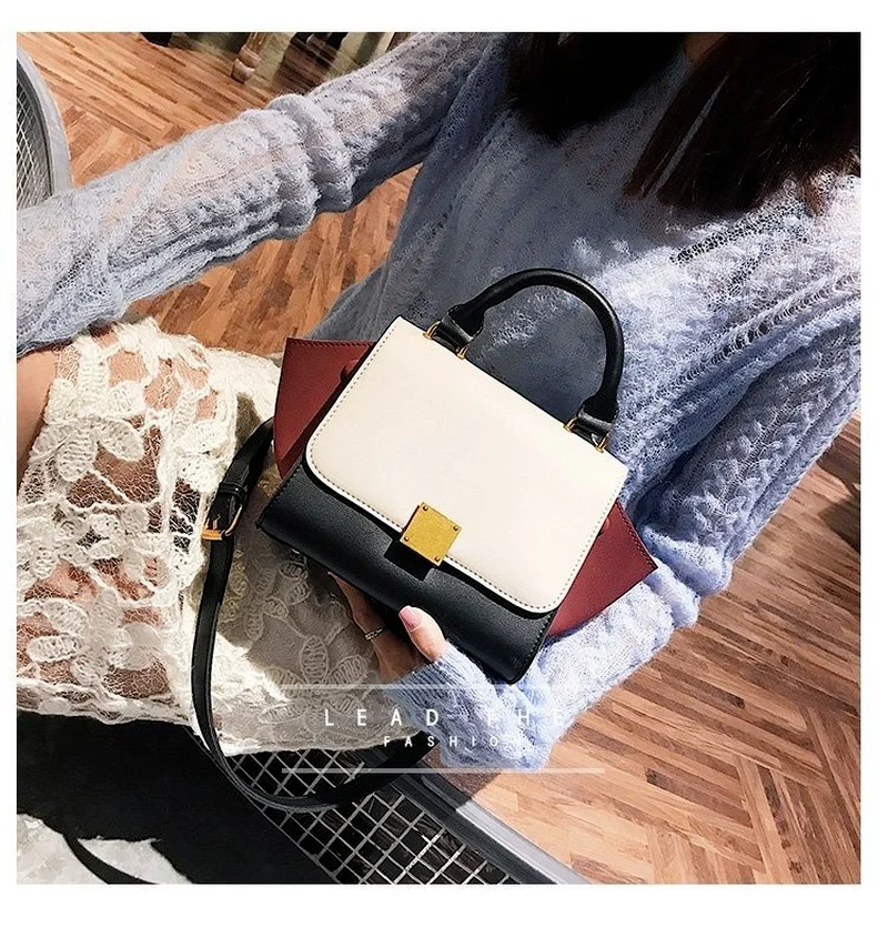 

High-quality European and American Simple Ladies Handbags 2020 New Korean Style Messenger One-shoulder Contrast Color Wings Bag