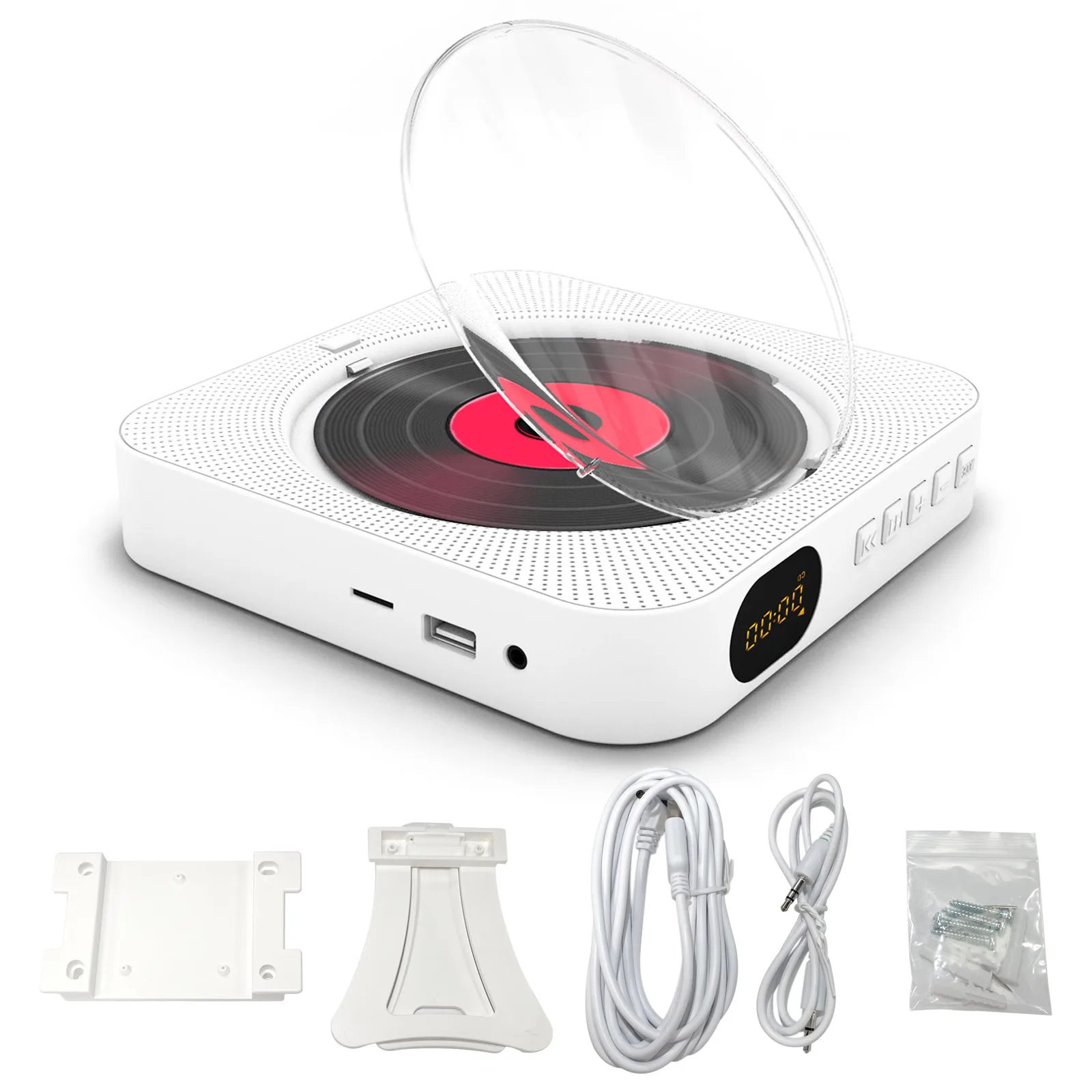 

KC-909 Portable CD Player With Bluetooth Remote Control Walkman Stereo FM Radio HiFi Music Built-in Speaker Discman Lecteur CD