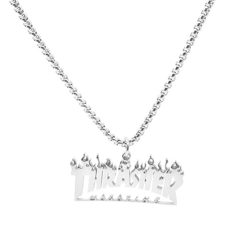 

Trendy Men Necklace Hip Hop Rock Stainless Steel Quenched Colorful Pendant 60cm Chain Luxury Male Simple Gift Exquisite Jewelry