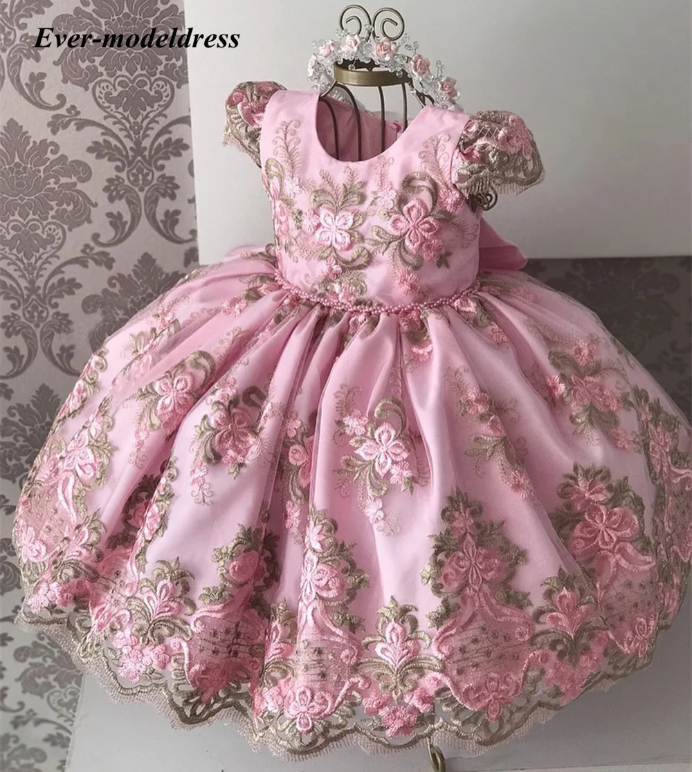

New Princess Lace Flower Girl Dresses Birthday Party Christmas Embroidery Kids Mini Skirt Toddler Vestidos Girls Pageant Gowns