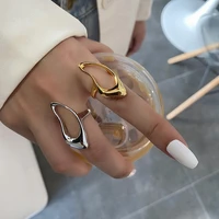 oe korean trend exaggerated design metal texture ring woman simple wind hollow jewelry open ring