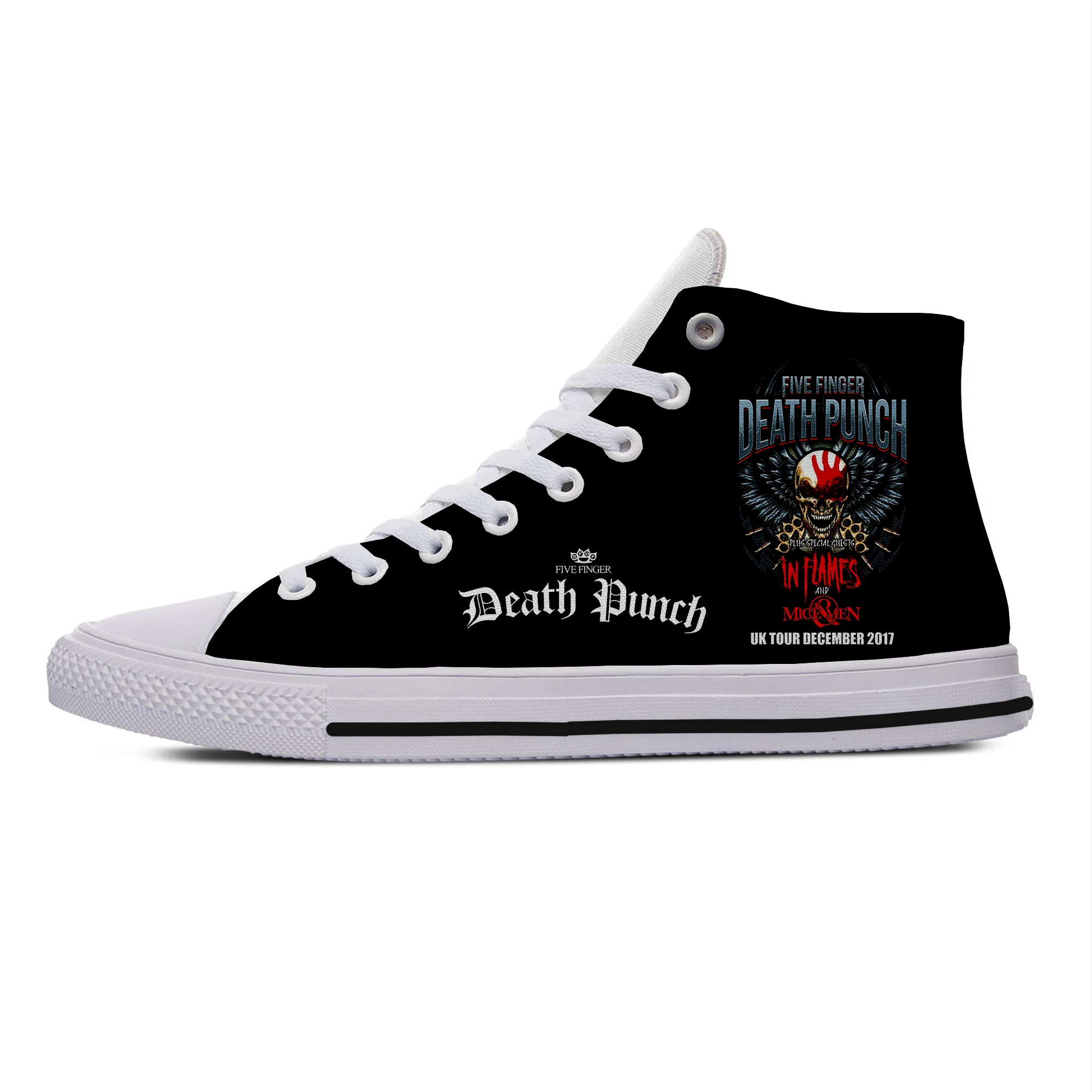 

Five Finger Death Punch Harajuku Lightweight High Top Canvas Shoes Men Women Casual Breathable Sneakers