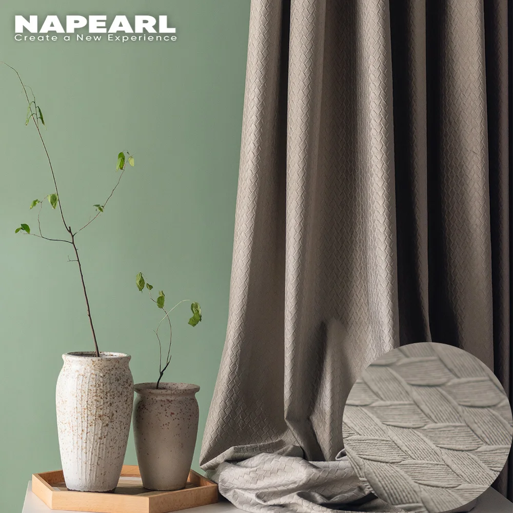 

NAPEARL Blackout Curtains For Bedroom Bamboo Door Living Room Curtain Luxury Modern Window Treatments Short Elegant Drapery
