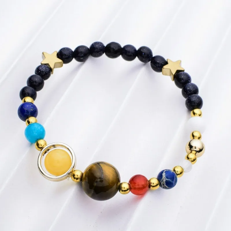 New Fashion Universe Galaxy Eight Planets Solar System Guardian Star Natural Stone Beads Bracelet