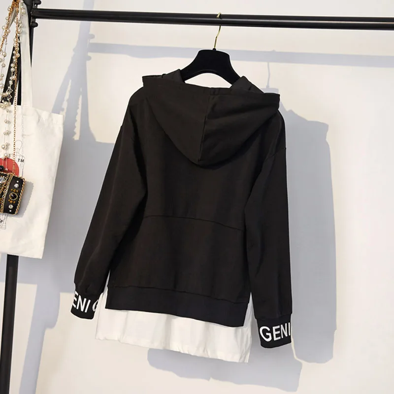 Большой размер Женская толстовка с капюшоном + повседневные штаны эластичной